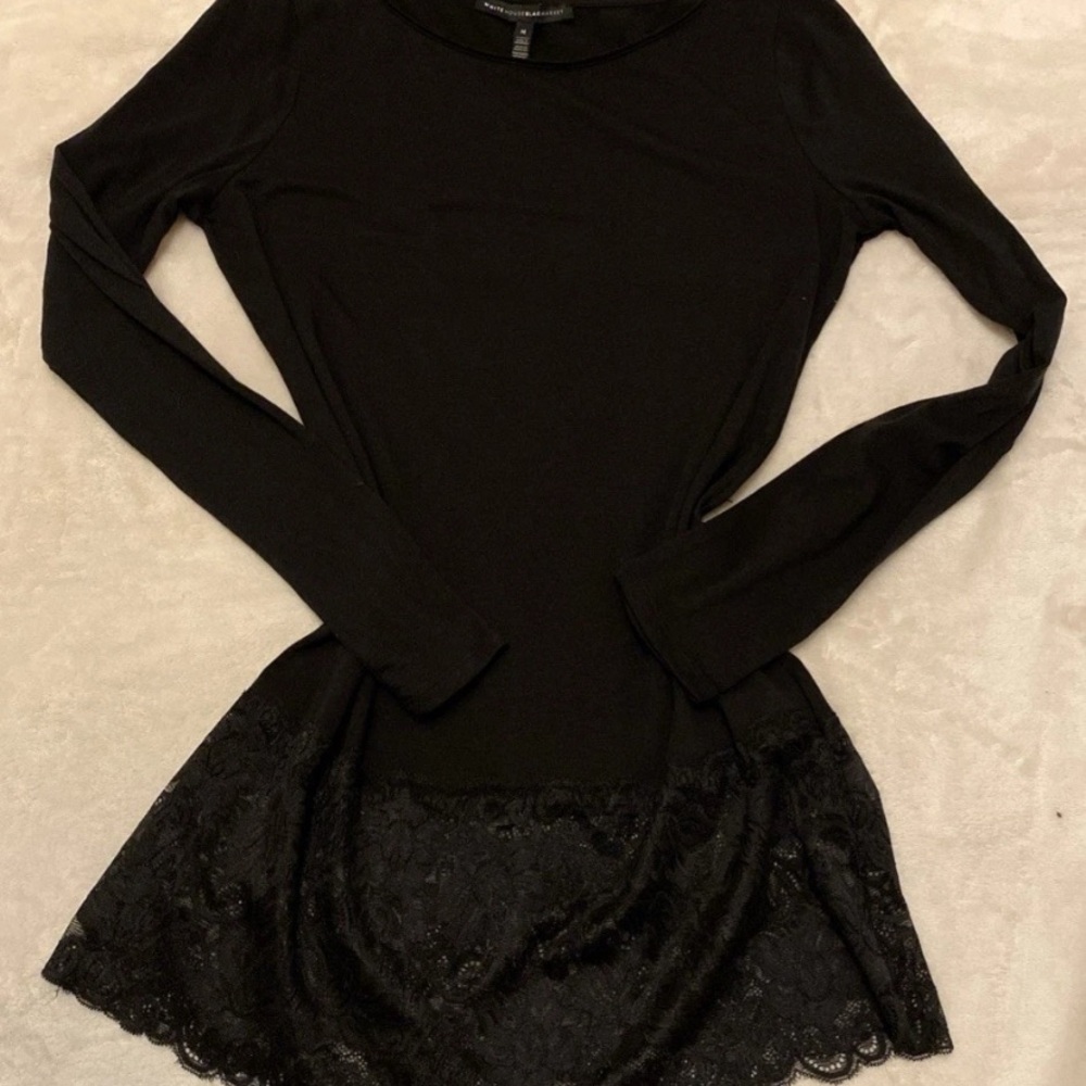 White House Black Market Elegant Black Lace Long Sleeve Top - Picture 13 of 13